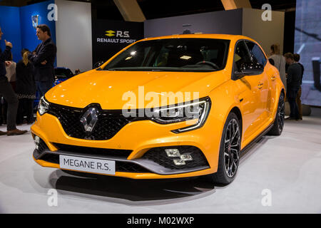 BRUSSELS - JAN 10, 2018: Renault Sport Megane R.S. car showcased at the Brussels Motor Show. Stock Photo
