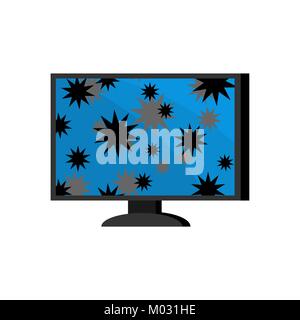 Virus in computer. Cyber attack for pc. Blocked Data processor does not work. Vector illustration Stock Vector