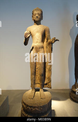 Buddha, Binh Hoa, Long An, 7th-8th century AD, bang lang wood - Museum of Vietnamese History - Ho Chi Minh City - DDSC06060 Stock Photo