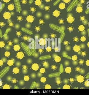 Flowers and leaves of mimosa. Seamless Pattern. Spring flowers. International Womens Day. For flyers, banners, invitations Stock Vector