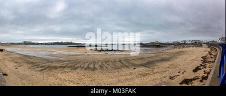 Panorama of Trearddur Bay, Holy Island, Anglesey, Wales Stock Photo
