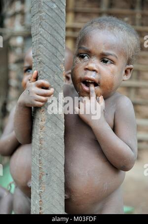 Portrait of a child from a Baka tribe of pygmies. Stock Photo