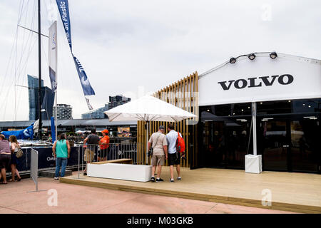 Exterior of the Volvo Pavillion at Victoria Harbour, Melbourne, Australia, 28 December 2017. Stock Photo