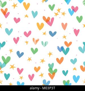 Seamless pattern with hearts and stars Stock Vector