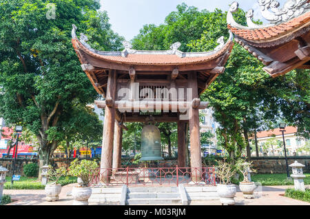 Hanoi,Vietnam - November 1,2017 : Giant bell located in the garden of the Temple of Literature, it also known as Temple of Confucius in Hanoi. Stock Photo