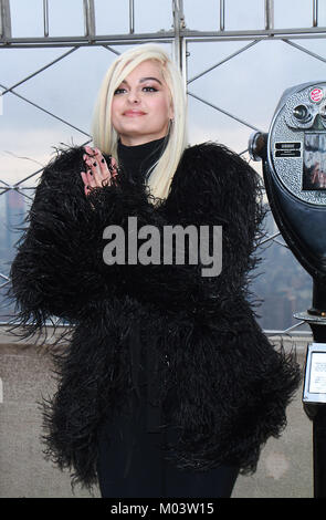 NEW YORK, NY - JANUARY 16: Bebe Rexha visits The Empire State Building Observation Deck in New York City on January 16, 2018. Credit:RW/MediaPunch Stock Photo