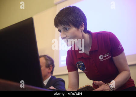 Rome, Italy. 18th Jan, 2017. The astronaut Samantha Cristoforetti, guest at the Sioi headquarters in Rome, at the conference for the presentation of the x edition of the Masters in institutions and space poles 'traveling among the stars: from the Moon to Mars'. Credit: marco iacobucci/Alamy Live News Stock Photo