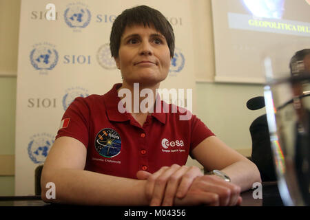 Rome, Italy. 18th Jan, 2017. The astronaut Samantha Cristoforetti, guest at the Sioi headquarters in Rome, at the conference for the presentation of the x edition of the Masters in institutions and space poles 'traveling among the stars: from the Moon to Mars'. Credit: marco iacobucci/Alamy Live News Stock Photo