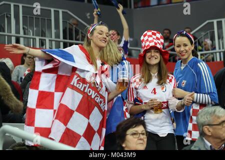 Zagreb, Croatia. 18th Jan, 2018. 18th January 2018, Arena Zagreb, Zagreb, Croatia; 2018 European Mens Handball Championship, Croatia versus Belarus; Supporters Croates Credit: Laurent Lairys/Agence Locevaphotos/Alamy Live News Stock Photo