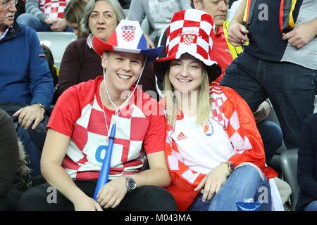 Zagreb, Croatia. 18th Jan, 2018. 18th January 2018, Arena Zagreb, Zagreb, Croatia; 2018 European Mens Handball Championship, Croatia versus Belarus; Supporters Croates Credit: Laurent Lairys/Agence Locevaphotos/Alamy Live News Stock Photo