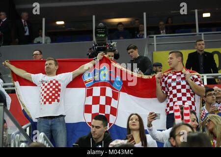 Zagreb, Croatia. 18th Jan, 2018. 18th January 2018, Arena Zagreb, Zagreb, Croatia; 2018 European Mens Handball Championship, Croatia versus Belarus; Supporters Croates Credit: Laurent Lairys/Agence Locevaphotos/Alamy Live News Stock Photo