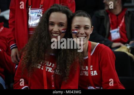 Zagreb, Croatia. 18th Jan, 2018. 18th January 2018, Arena Zagreb, Zagreb, Croatia; 2018 European Mens Handball Championship, Croatia versus Belarus; Supporters Croates Credit: Laurent Lairys/Agence Locevaphotos/Alamy Live News Stock Photo