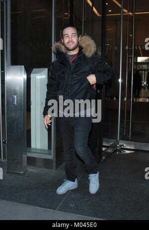 New York, USA. 18th Jan, 2018. New York, NY, USA. 18th Jan, 2018. Pete Wentz of Fall Out Boy at SiriusXM promoting their new CD MANIA in New York City on January 18, 2018. Credit: Rw/Media Punch/Alamy Live News Credit: MediaPunch Inc/Alamy Live News Stock Photo