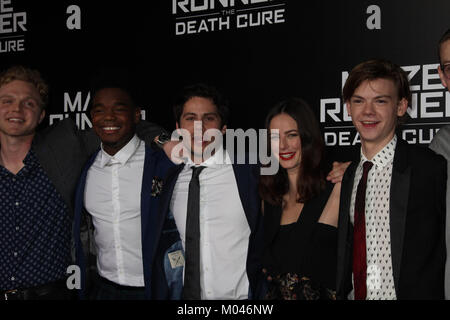 Joe Adler, Dexter Darden, Dylan OfBrien, Kaya Scodelario, Thomas Brodie-Sangster  01/18/2018 Red Carpet Fan Screening of 'Maze Runner: The Death Cure' held at AMC Century City 15 at Westfield Century City Mall in Los Angeles, CA Photo by Izumi Hasegawa / HollywoodNewsWire.co Stock Photo