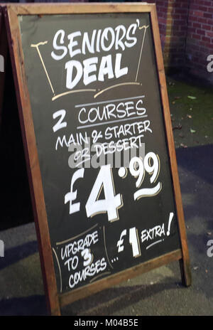 A sign outside The Royal Oak pub, in Yateley, Hampshire which was confused by French President Emmanuel Macron in a tweet as the venue where he met Prime Minister Theresa May for a working lunch. Stock Photo