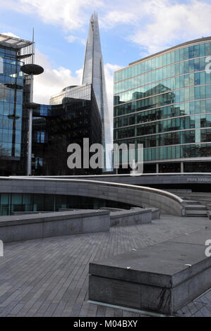 An unusual or different view of the shard office building in central london with more london place and business premises modern and contemporary. Stock Photo