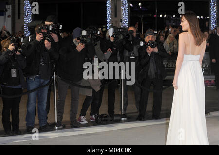 Dakota Johnson attends the UK Premiere of Fifty Shades Of Grey at Odeon Leicester Square in London. 12th February 2015 © Paul Treadway Stock Photo