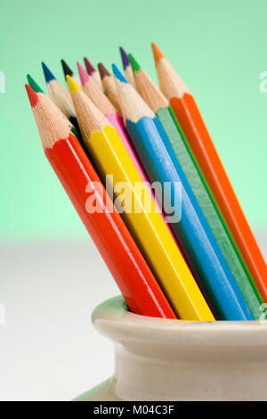 Childrens colouring pencils Stock Photo