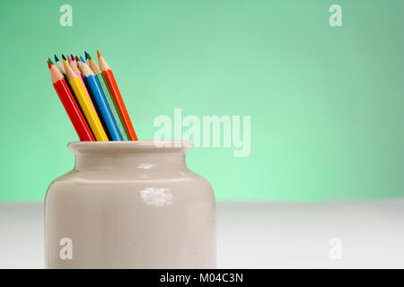 Childrens colouring pencils Stock Photo