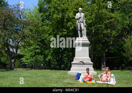 the alexander hamilton statue central park new york USA Stock Photo