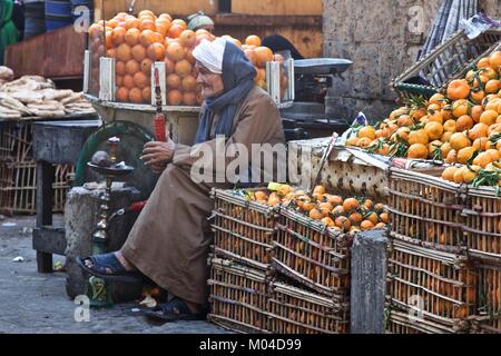 Fruit seller in a Cairo Street Egypt Stock Photo