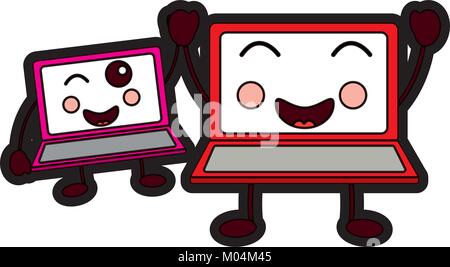 laptops kawaii icon image  Stock Vector