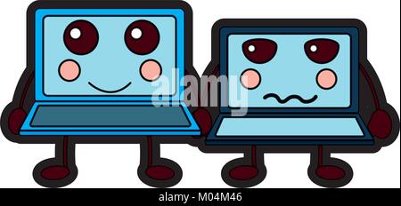 laptops kawaii icon image  Stock Vector