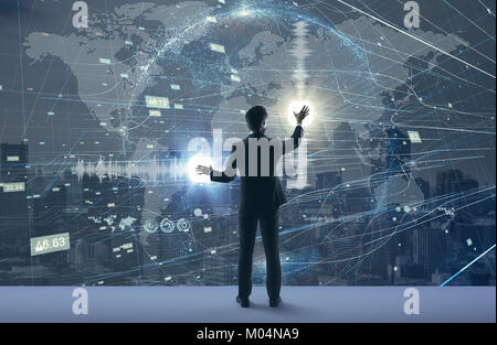 Worldwide business concept. Futuristic graphical user interface. Stock Photo