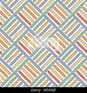 Diagonal seamless doodle pattern. Abstract vector decorative braided background Stock Vector
