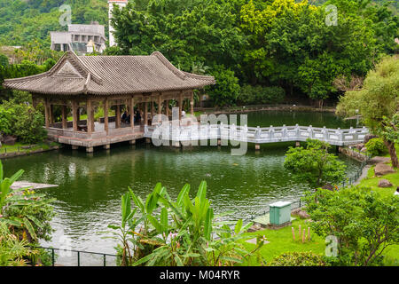The West Bridge Pavilion in the Zhishan Garden, Taipei, Taiwan. Stock Photo