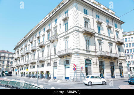 Turin, Italy: Conservatorio Giuseppe Verdi in Piazza Bodoni and historical palaces around via Mazzini n the city center, external view, in a sunny day Stock Photo