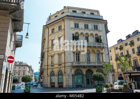 Turin, Italy:historical palaces around piazza Bodoni in the city center, interiors and external view, in a sunny day Stock Photo