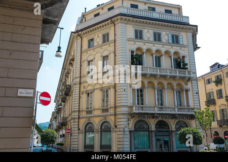 Turin, Italy:historical palaces around piazza Bodoni in the city center, interiors and external view, in a sunny day Stock Photo