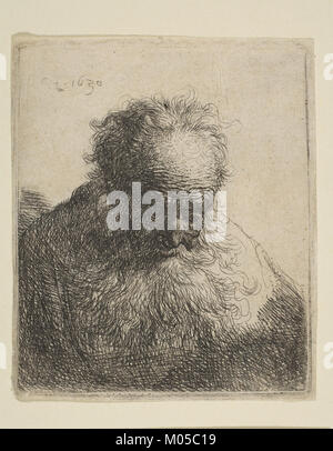 Bust of an Old Man with a Flowing Beard- the Head Bowed Forward- Left Shoulder Unshaded MET DP814384 Stock Photo