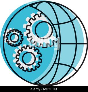 earth planet sphere with gears vector illustration design Stock Vector ...