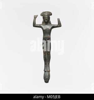 Bronze handle of a patera (shallow basin) in the form of a youth MET DP130703 Stock Photo