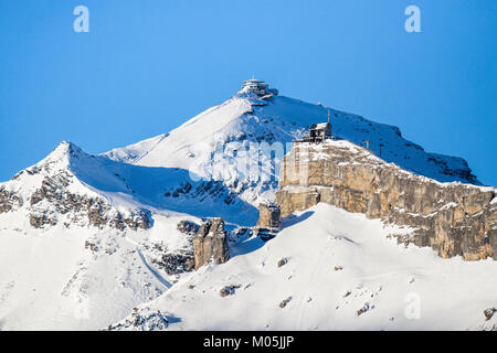 View of the ski resort Jungfrau Wengen in Switzerland Stock Photo