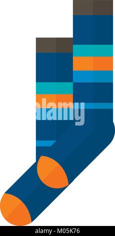 Winter sport icons of socks. Skiing and snowboarding sportwear isolated on white background in flat style design. Elements for ski resort picture, mou Stock Vector