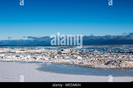 Ice formations on Lake Huron Stock Photo