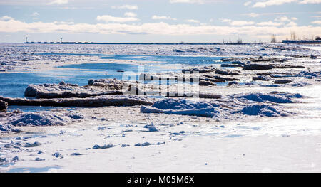 Ice formations on Lake Huron Stock Photo