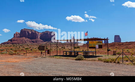 A view of Monument Valley, part of the Navajo Nation in Utah and Arizona. Stock Photo