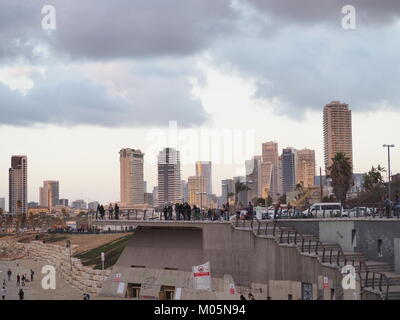 city skyline view from the beach Stock Photo