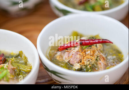 Pak Kad Jor or Chinese Sour Soup and dry chili, The popular local traditional food in northern of Thailand Stock Photo