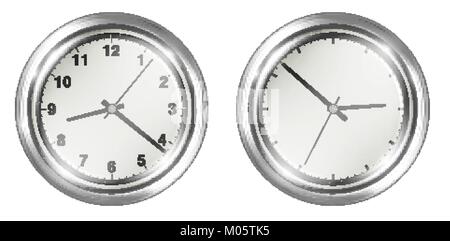 steel vintage wall clock on a white background Stock Vector