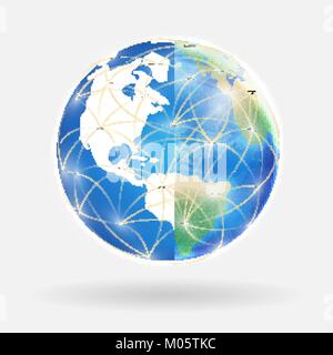 global connect with digital world and real world Stock Vector