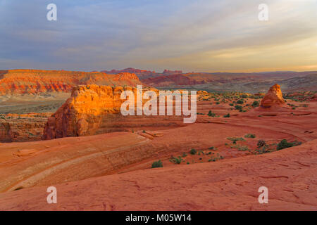 The Delicate Arch is the most famous rock formation in Utah located in Arches National Park Stock Photo