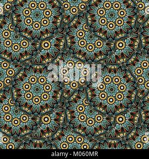 Seamless repeating pattern of colored mandalas Stock Photo