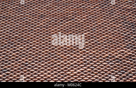 Red tiles roof texture on Temple of Literature,Hanoi Vietnam. Stock Photo