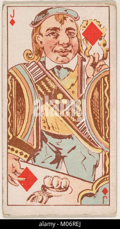 This Jack of Diamonds card from Harlequin Cards 2nd Series (N220) by Kinney Bros. is an early 20th-century collectible, showing period design and printing techniques. Stock Photo