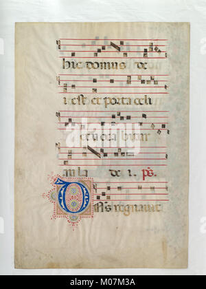 Manuscript Leaf with the Dedication of a Church in an Initial T, from a Gradual MET DP165002 Stock Photo
